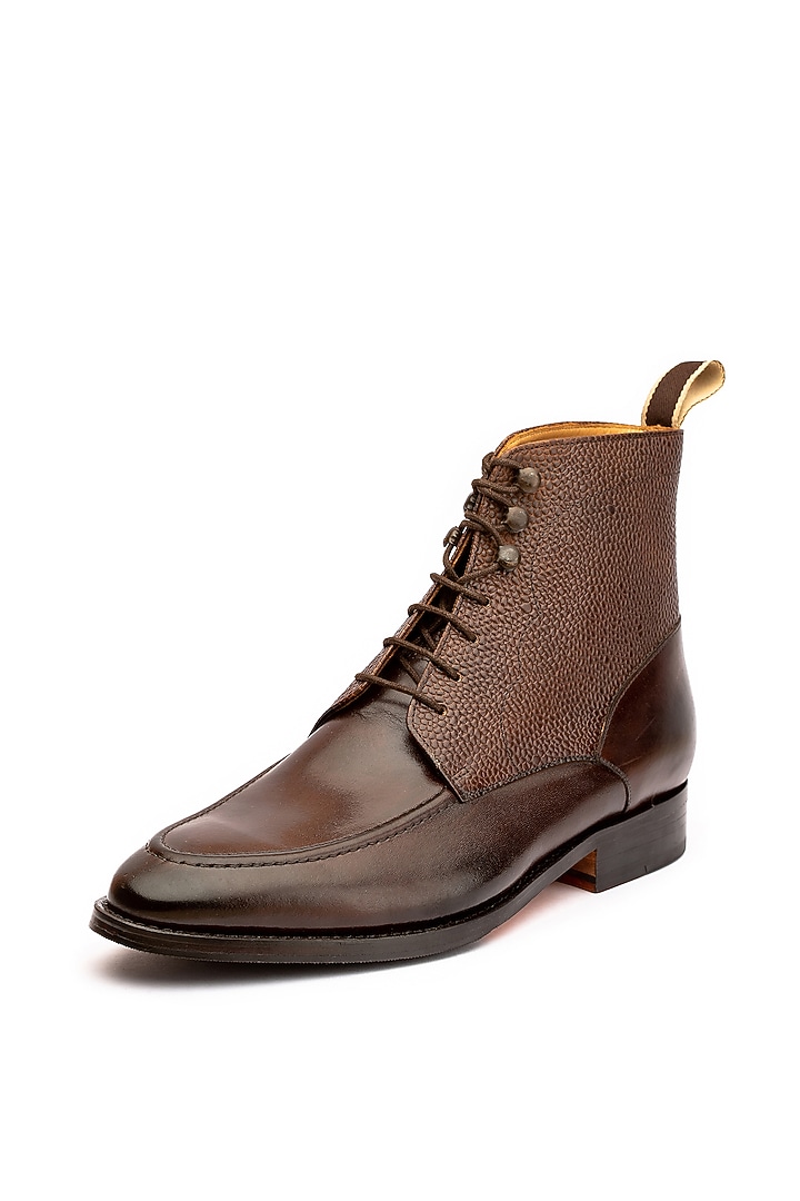 Dark Brown Leather Hand Painted Shoes by 3DM Lifestyle at Pernia's Pop Up Shop