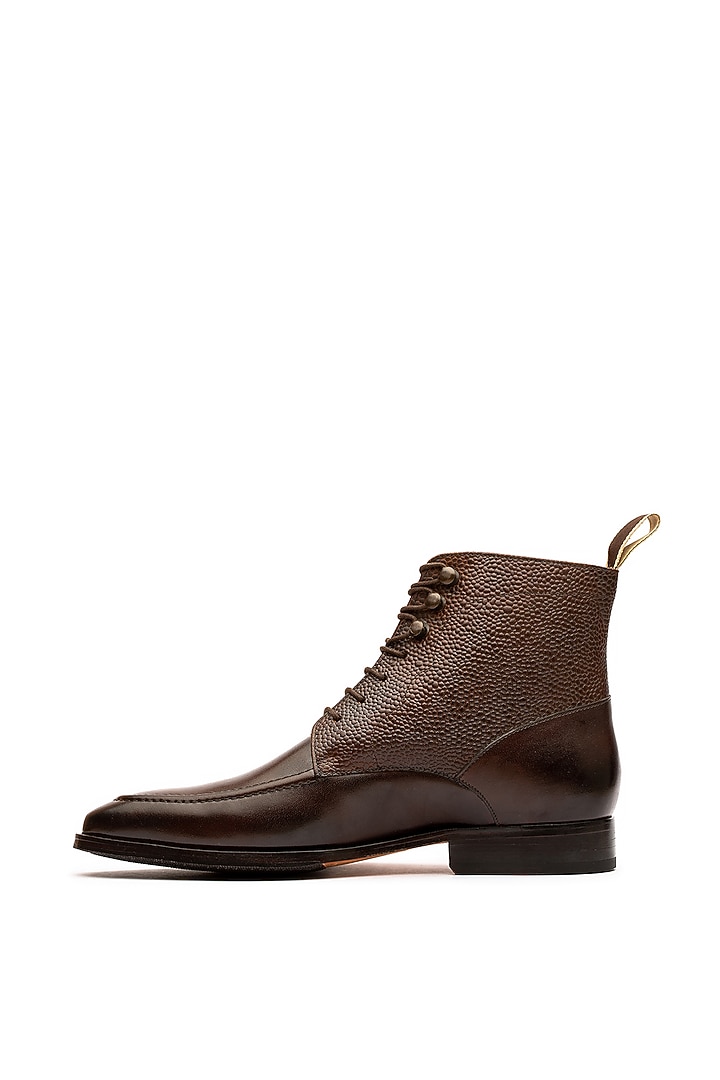 Dark Brown Leather Hand Painted Shoes by 3DM Lifestyle at Pernia's Pop Up Shop