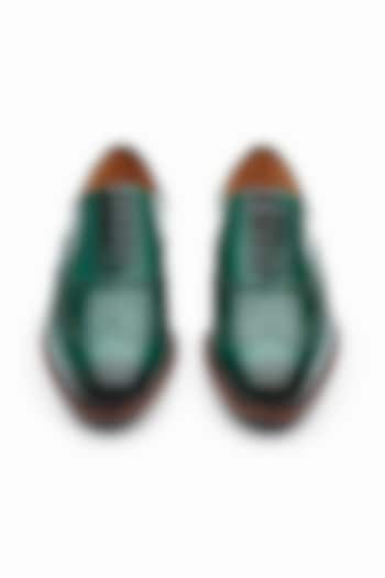Bottle Green Hand Painted Shoes by 3DM Lifestyle