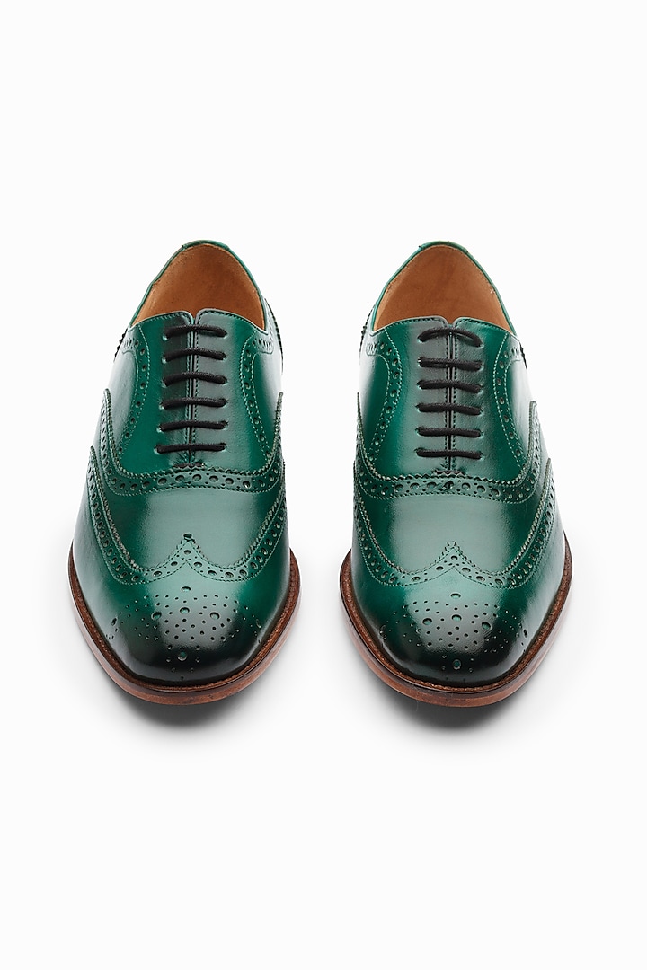 Bottle Green Hand Painted Shoes by 3DM Lifestyle