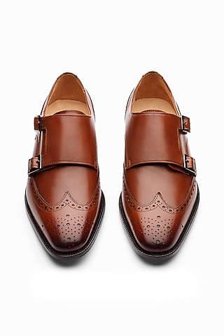 Dark Cognac Leather Brogue Shoes by 3DM Lifestyle