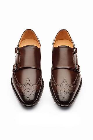 Dark Brown Leather Brogue Shoes by 3DM Lifestyle