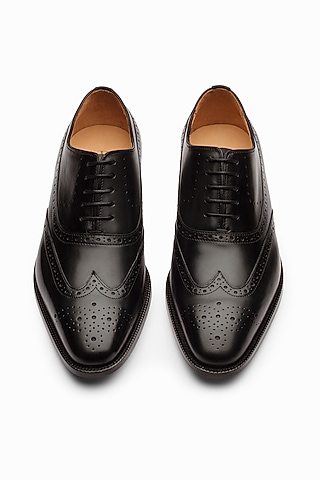 Black Patina Finish Brogue Shoes by 3DM Lifestyle