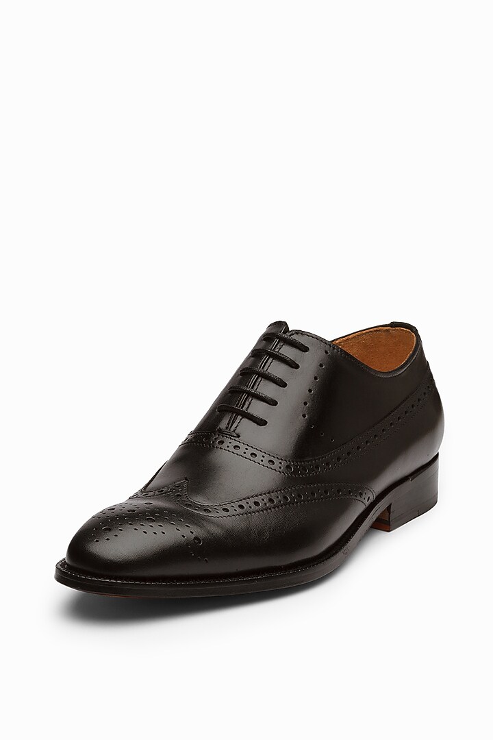 Black Patina Finish Brogue Shoes by 3DM Lifestyle at Pernia's Pop Up Shop