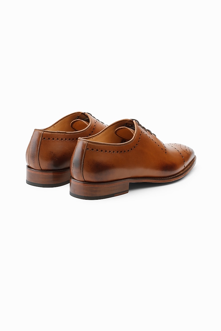 Tan Leather Painted Brogue Shoes by 3DM Lifestyle at Pernia's Pop Up Shop