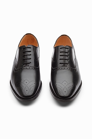 Black Leather Painted Brogue Shoes by 3DM Lifestyle
