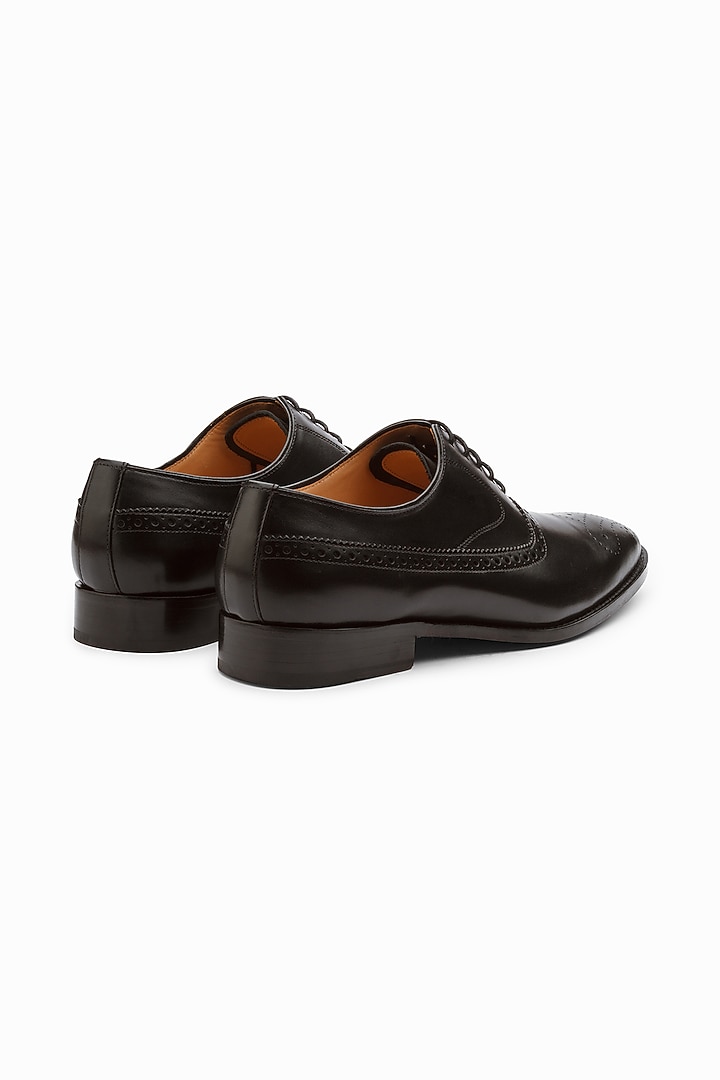 Black Leather Painted Brogue Shoes by 3DM Lifestyle at Pernia's Pop Up Shop