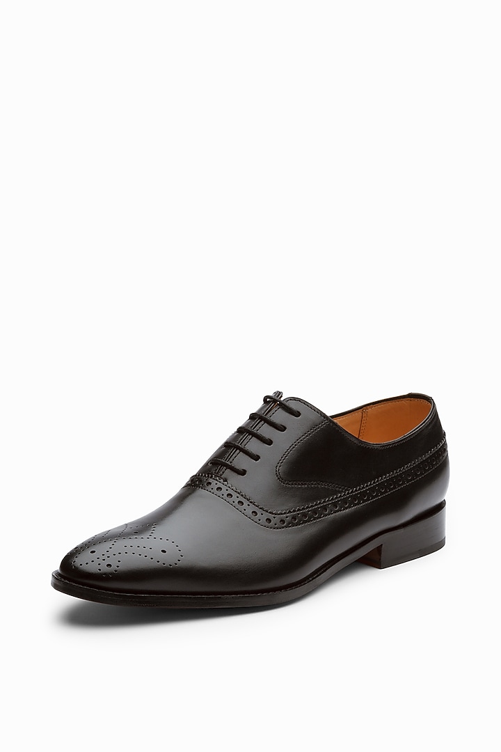 Black Leather Painted Brogue Shoes by 3DM Lifestyle at Pernia's Pop Up Shop