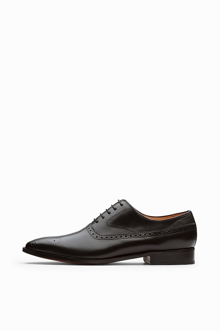 Black Leather Painted Brogue Shoes by 3DM Lifestyle at Pernia's Pop Up Shop