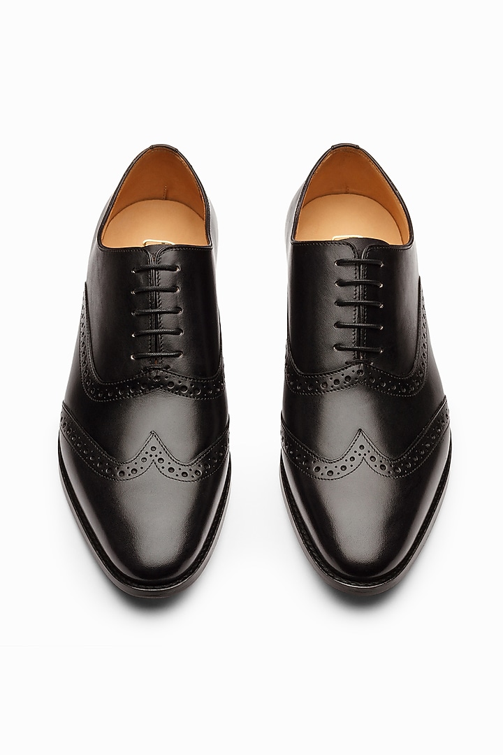 Black Full Grain Leather Brogue Shoes by 3DM Lifestyle at Pernia's Pop Up Shop