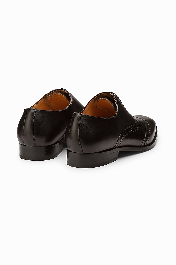 Black Full Grain Leather Brogue Shoes by 3DM Lifestyle at Pernia's Pop Up Shop