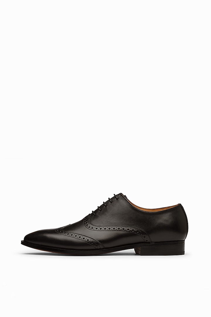 Black Full Grain Leather Brogue Shoes by 3DM Lifestyle at Pernia's Pop Up Shop