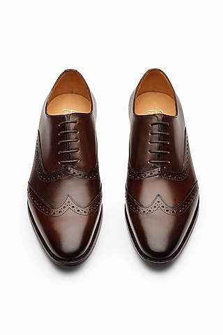 Dark Brown Full Grain Leather Brogue Shoes by 3DM Lifestyle
