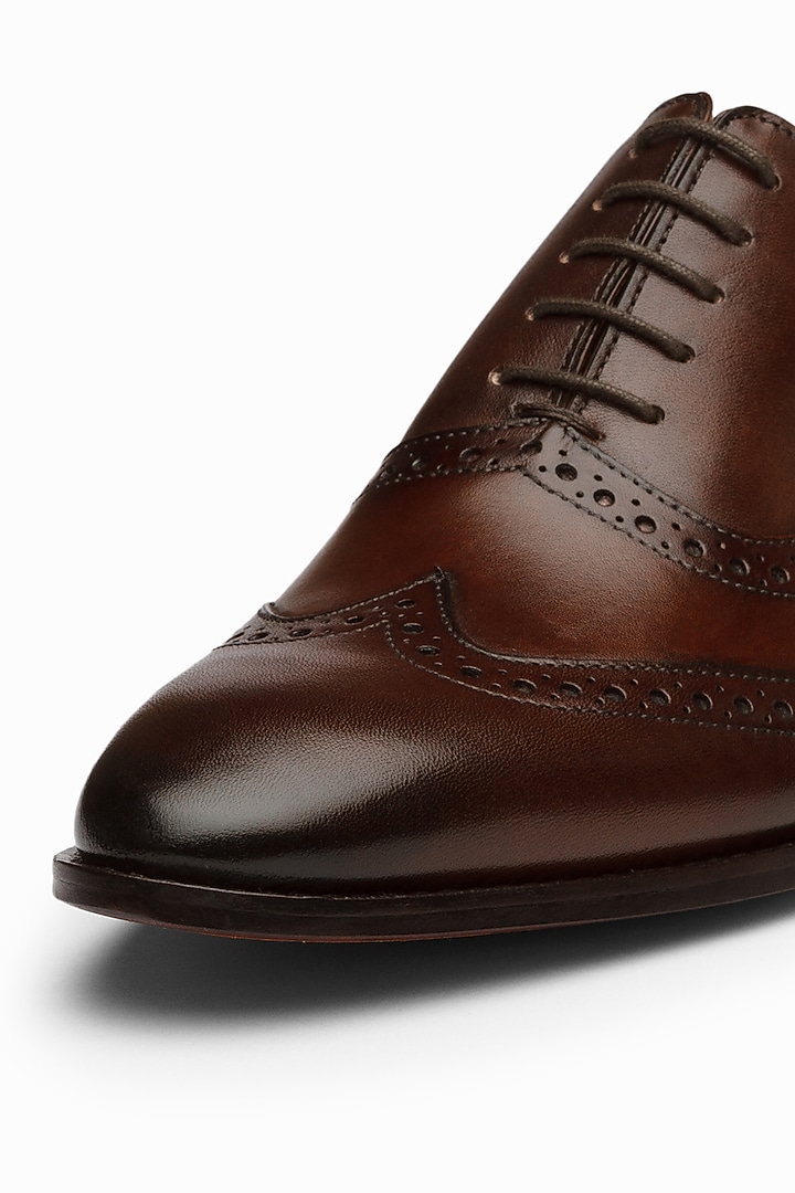 Dark Brown Full Grain Leather Brogue Shoes by 3DM Lifestyle at Pernia's Pop Up Shop