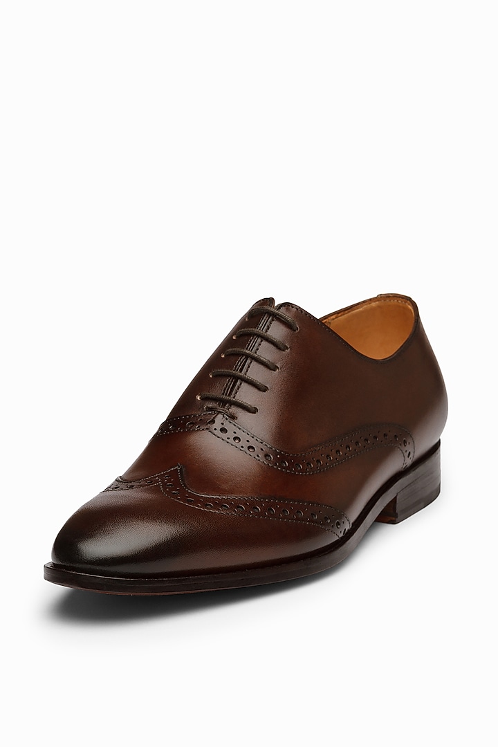 Dark Brown Full Grain Leather Brogue Shoes by 3DM Lifestyle at Pernia's Pop Up Shop
