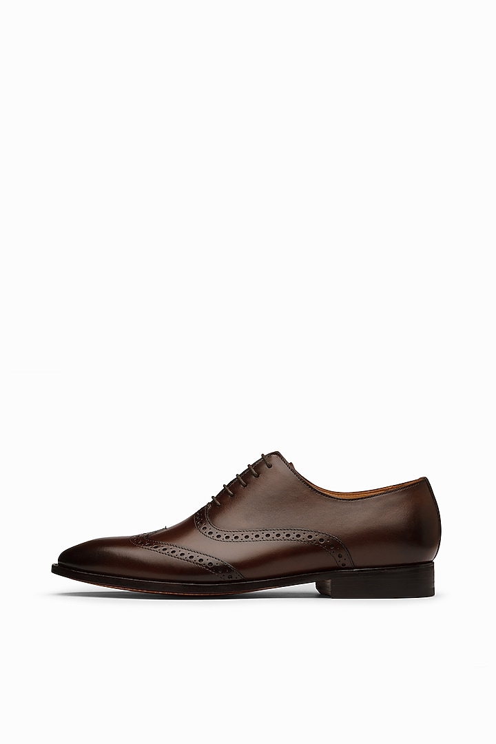 Dark Brown Full Grain Leather Brogue Shoes by 3DM Lifestyle at Pernia's Pop Up Shop