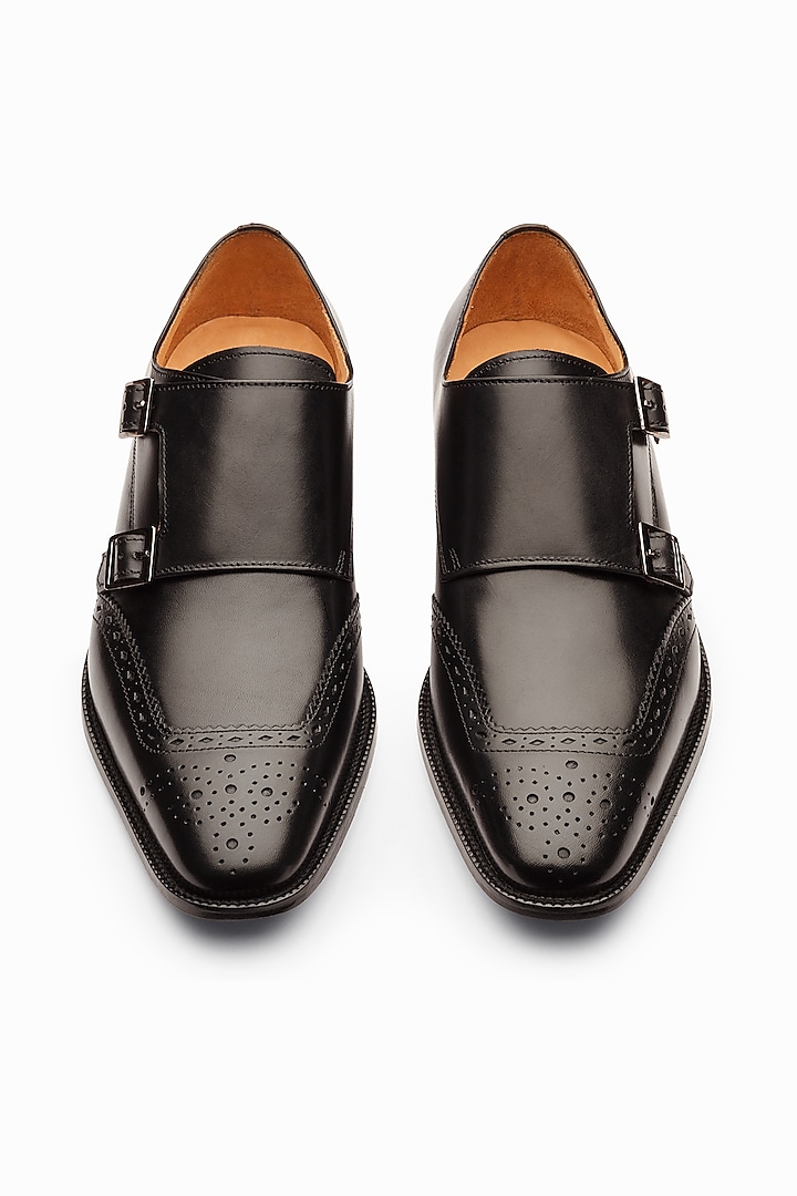 Black Leather Painted Brogue Shoes by 3DM Lifestyle