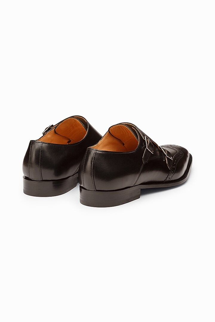 Black Leather Painted Brogue Shoes by 3DM Lifestyle at Pernia's Pop Up Shop