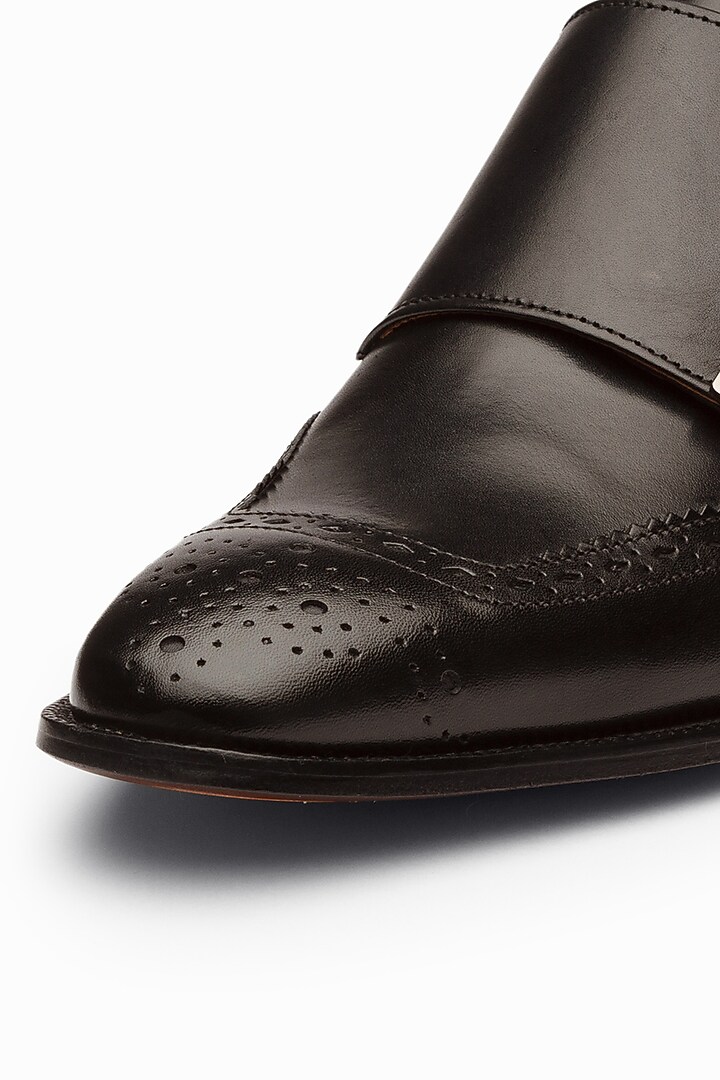 Black Leather Painted Brogue Shoes by 3DM Lifestyle at Pernia's Pop Up Shop