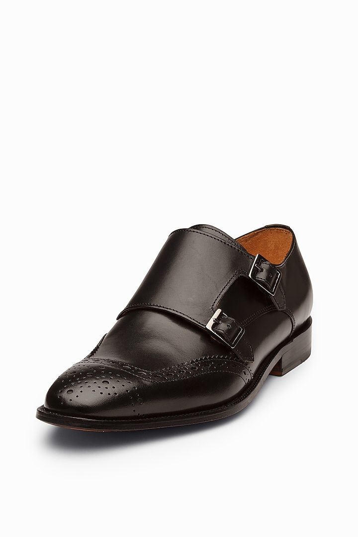 Black Leather Painted Brogue Shoes by 3DM Lifestyle at Pernia's Pop Up Shop