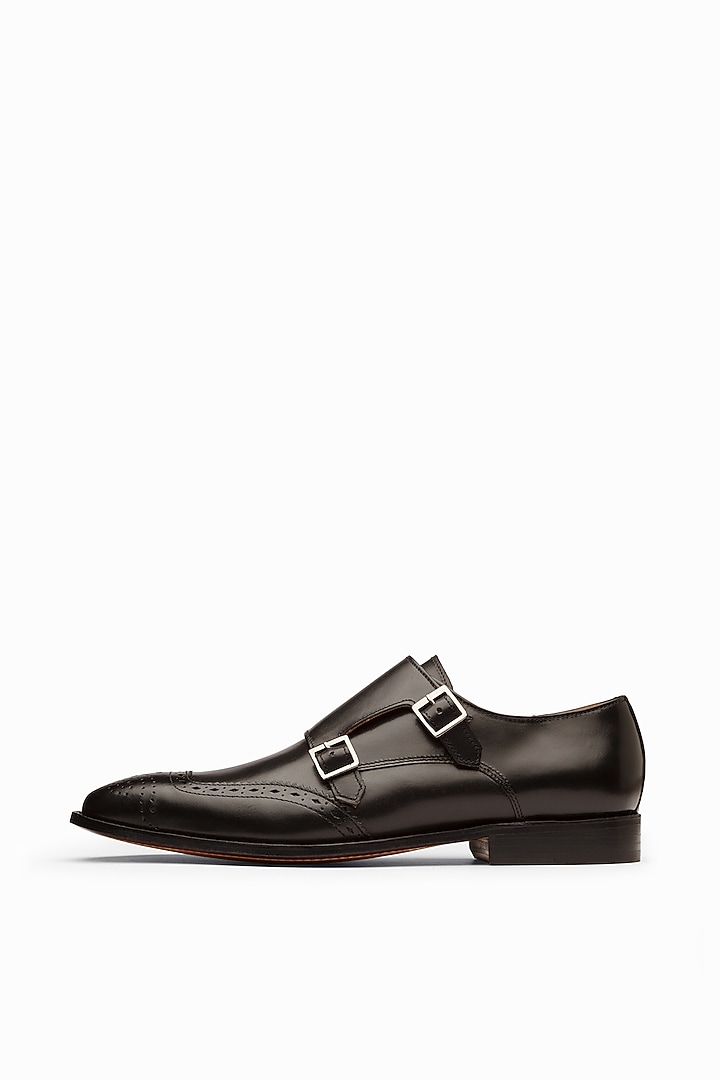 Black Leather Painted Brogue Shoes by 3DM Lifestyle at Pernia's Pop Up Shop