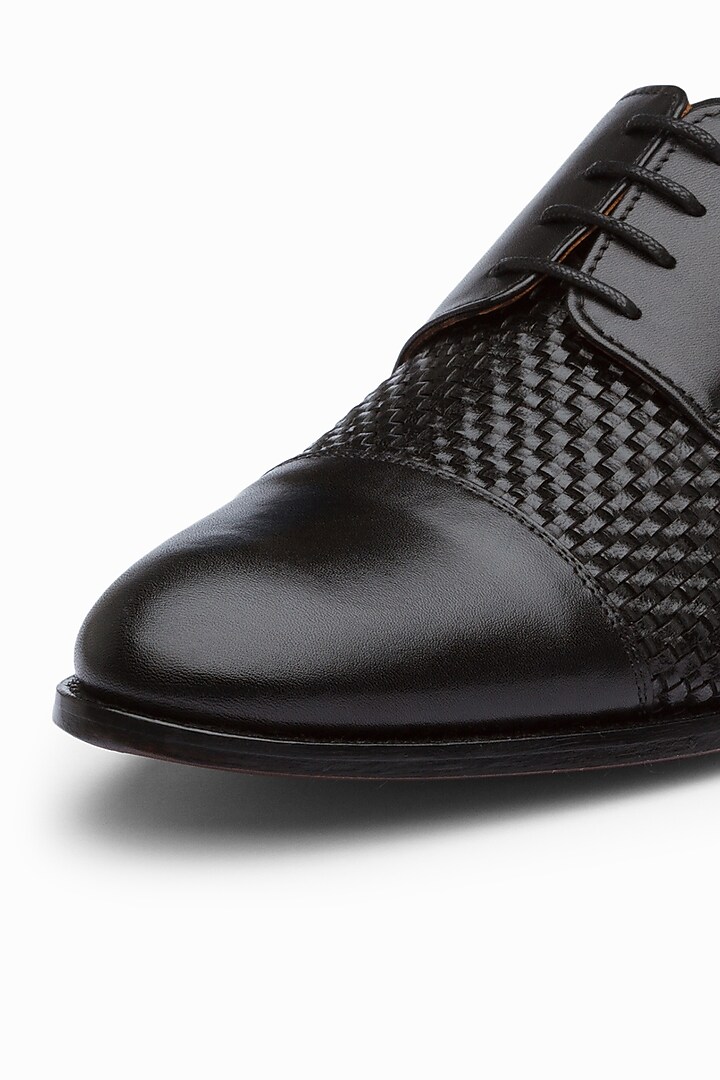Woven Derby Black Leather Brogue Shoes by 3DM Lifestyle at Pernia's Pop Up Shop