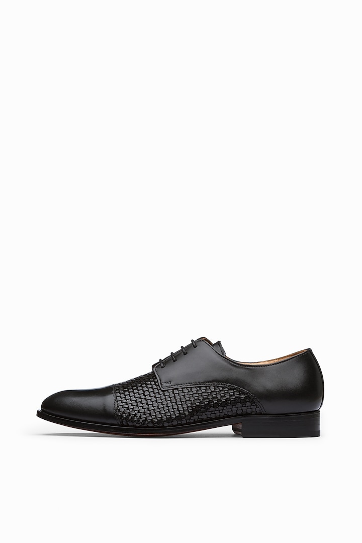 Woven Derby Black Leather Brogue Shoes by 3DM Lifestyle at Pernia's Pop Up Shop