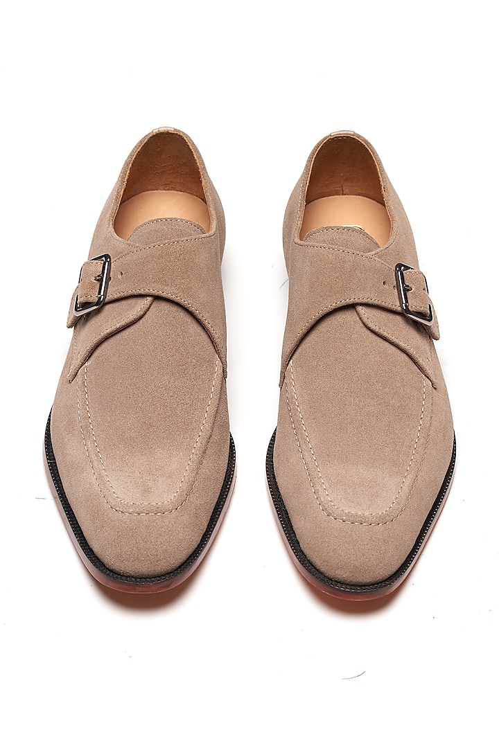 Taupe Calf Leather Monk Strap Shoes by 3DM Lifestyle