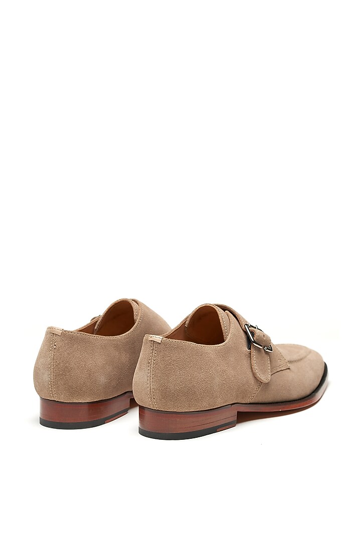 Taupe Calf Leather Monk Strap Shoes by 3DM Lifestyle at Pernia's Pop Up Shop