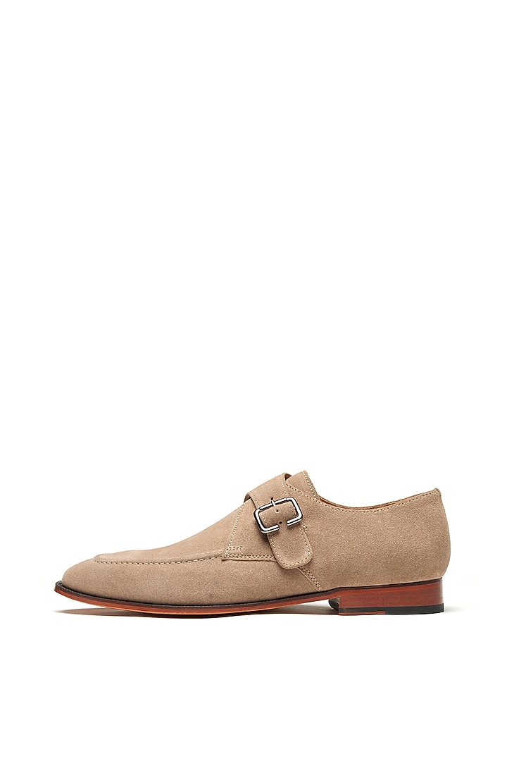 Taupe Calf Leather Monk Strap Shoes by 3DM Lifestyle at Pernia's Pop Up Shop