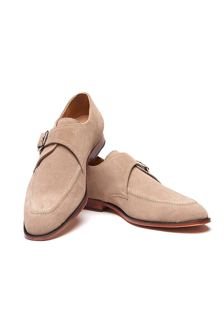 Taupe Calf Leather Monk Strap Shoes by 3DM Lifestyle at Pernia's Pop Up Shop