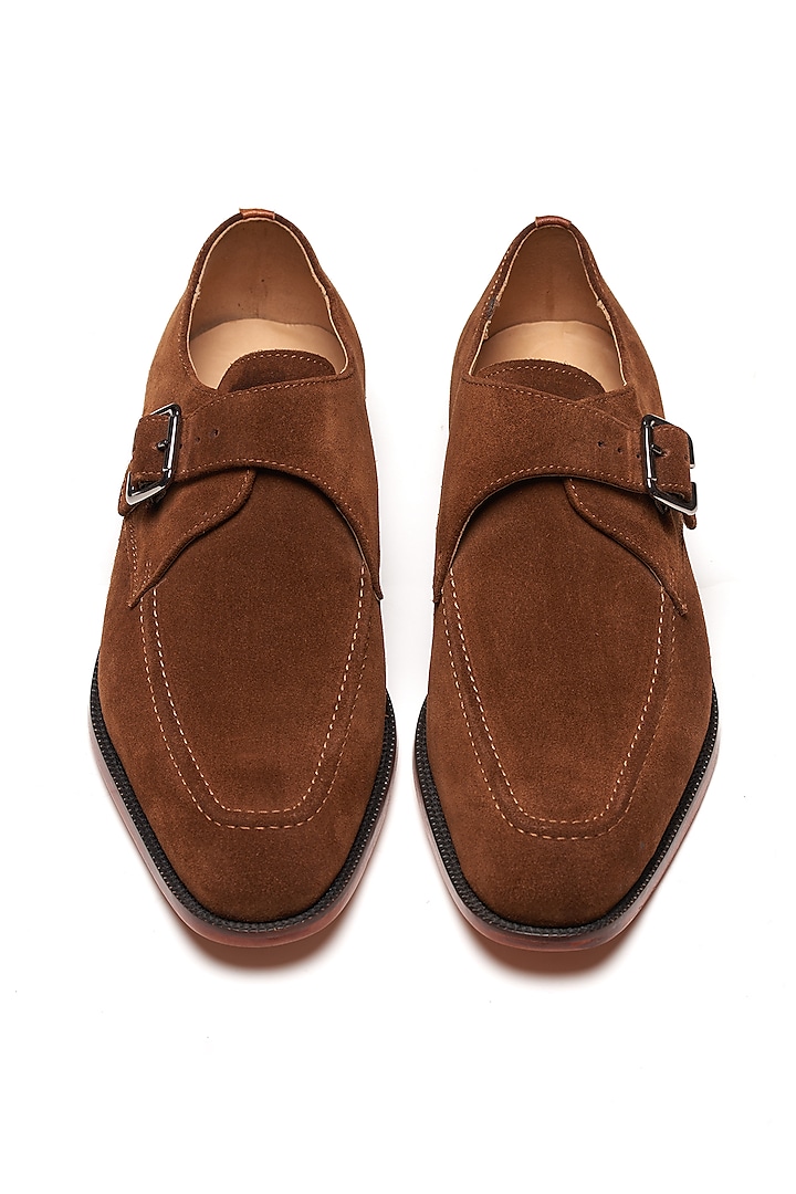 Brown Calf Leather Monk Strap Shoes by 3DM Lifestyle
