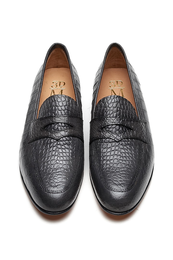 Grey Calf Leather Handpainted Loafers by 3DM Lifestyle at Pernia's Pop Up Shop