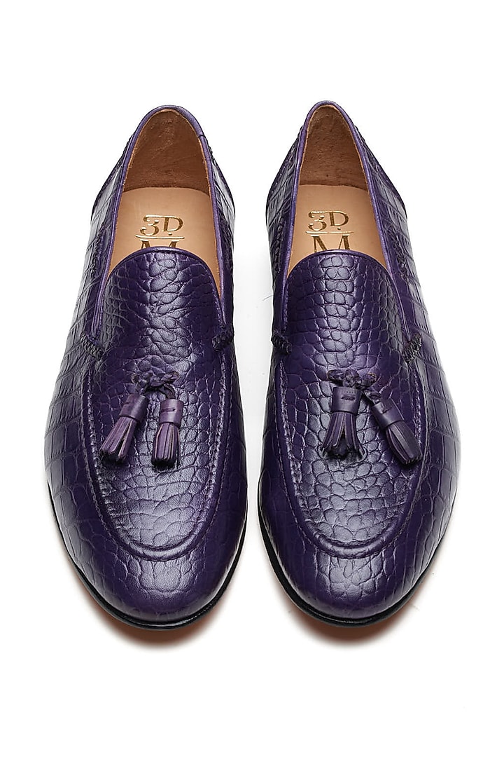 Purple Calf Leather Hand-Painted Loafers by 3DM Lifestyle at Pernia's Pop Up Shop