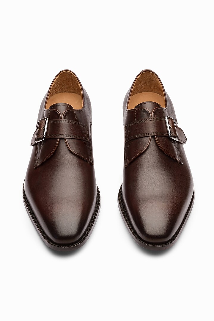 Brown Calf-Skin Leather Monk Strap Shoes by 3DM Lifestyle at Pernia's Pop Up Shop