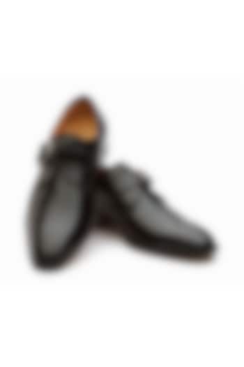 Black Calf-Skin Leather Monk Strap Shoes by 3DM Lifestyle at Pernia's Pop Up Shop
