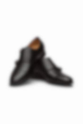Black Calf-Skin Leather Monk Strap Shoes by 3DM Lifestyle at Pernia's Pop Up Shop