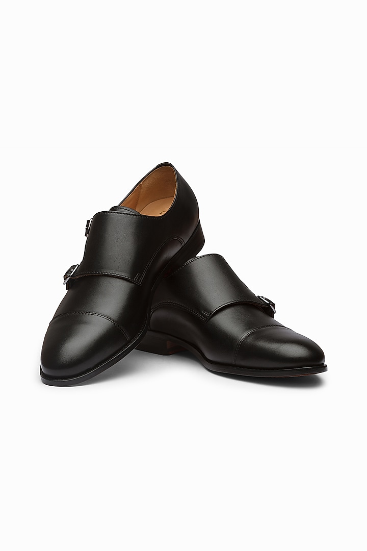 Black Calf-Skin Leather Monk Strap Shoes by 3DM Lifestyle at Pernia's Pop Up Shop