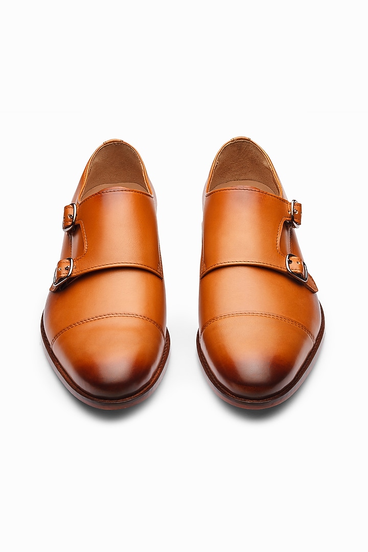 Tan Calf-Skin Leather Monk Strap Shoes by 3DM Lifestyle at Pernia's Pop Up Shop