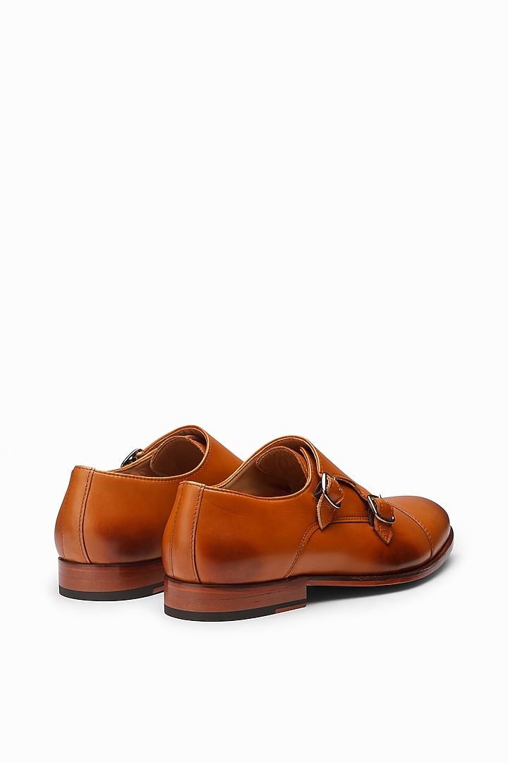Tan Calf-Skin Leather Monk Strap Shoes by 3DM Lifestyle at Pernia's Pop Up Shop