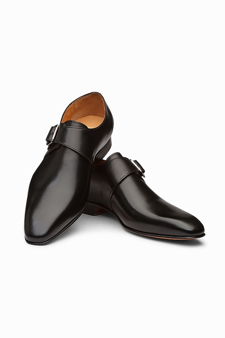 Black Calf-Skin Leather Monk Strap Shoes by 3DM Lifestyle at Pernia's Pop Up Shop