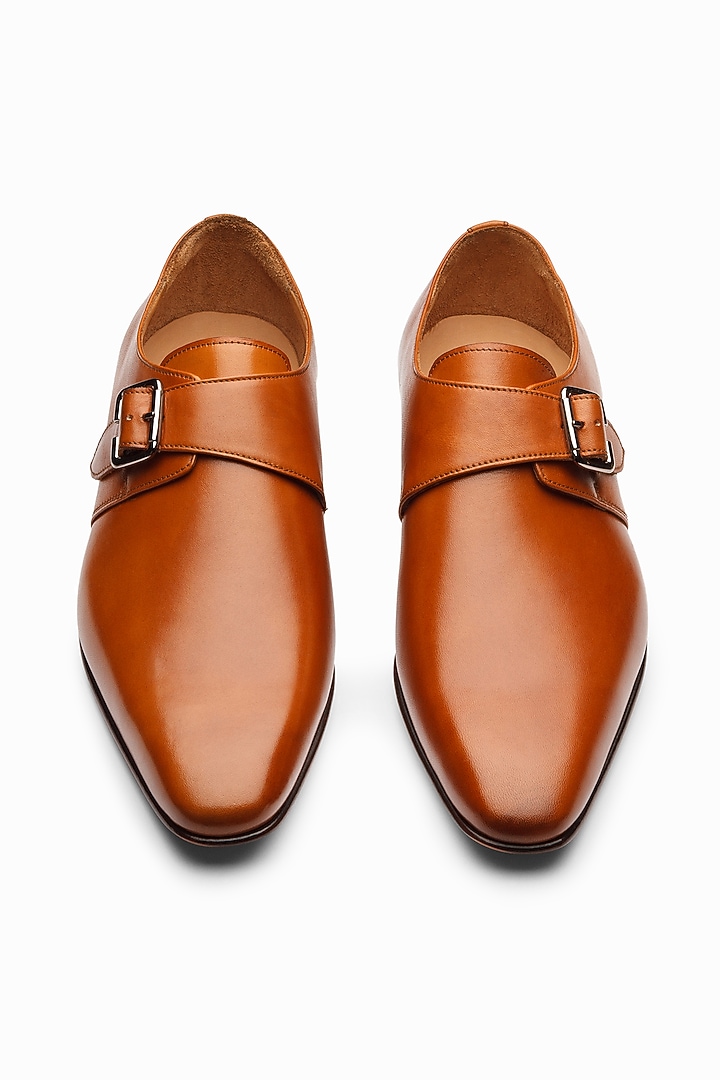 Tan Calf-Skin Leather Monk Strap Shoes by 3DM Lifestyle at Pernia's Pop Up Shop