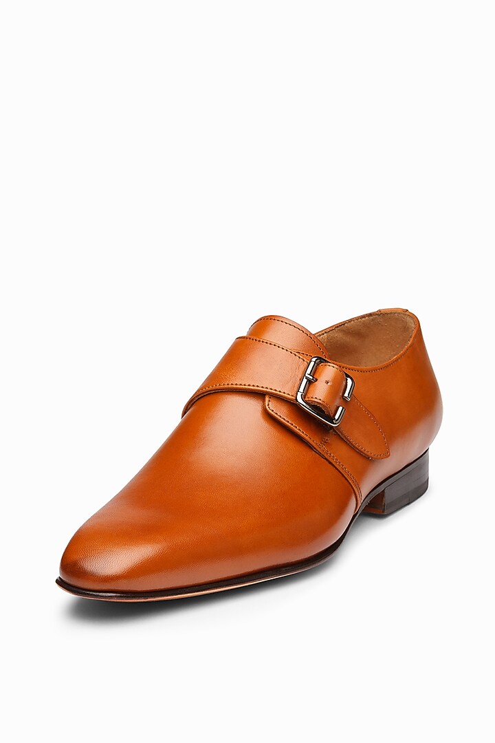 Tan Calf-Skin Leather Monk Strap Shoes by 3DM Lifestyle at Pernia's Pop Up Shop