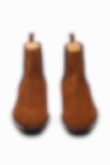 Cognac Brown Leather Boots by 3DM Lifestyle at Pernia's Pop Up Shop