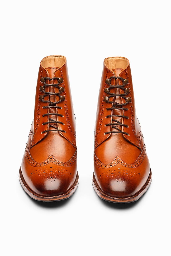 Tan Brown Leather Boots by 3DM Lifestyle