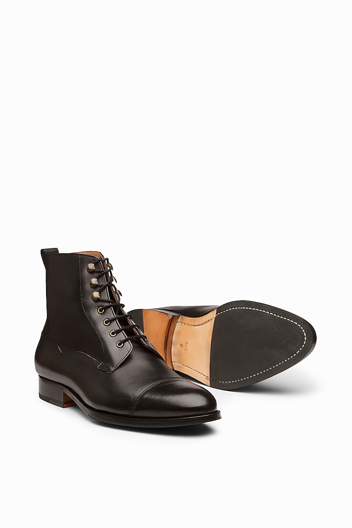 Black Leather Suede Boots by 3DM Lifestyle at Pernia's Pop Up Shop