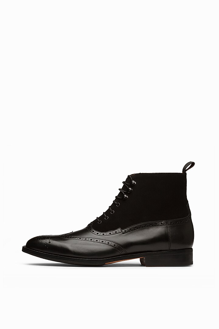 Black Leather Suede Boots by 3DM Lifestyle at Pernia's Pop Up Shop