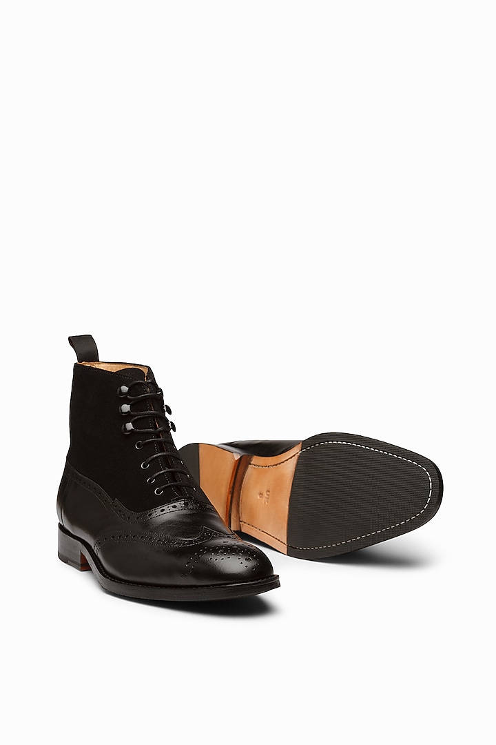Black Leather Suede Boots by 3DM Lifestyle at Pernia's Pop Up Shop