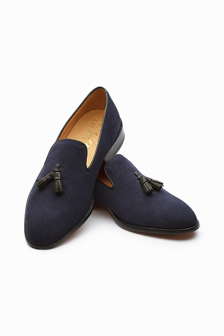 Navy Calf Leather Loafers by 3DM Lifestyle