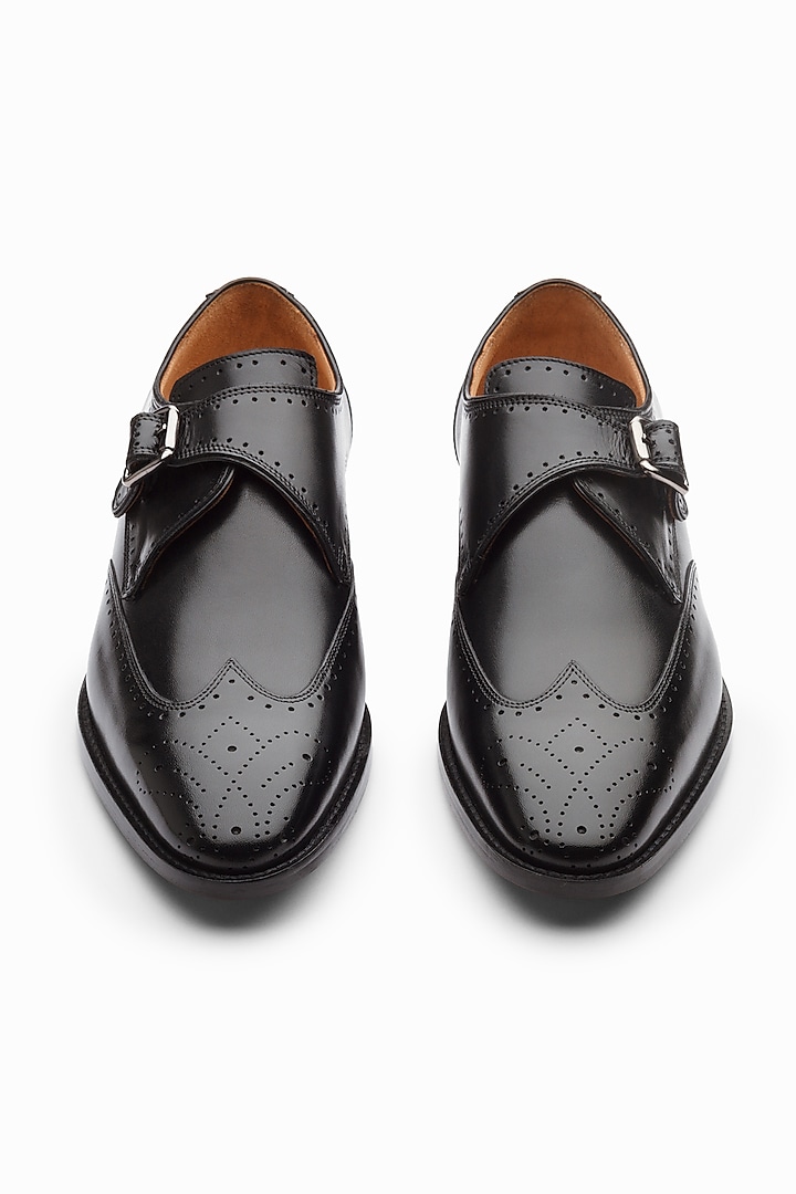 Black Calf Leather Monk Strap Shoes by 3DM Lifestyle